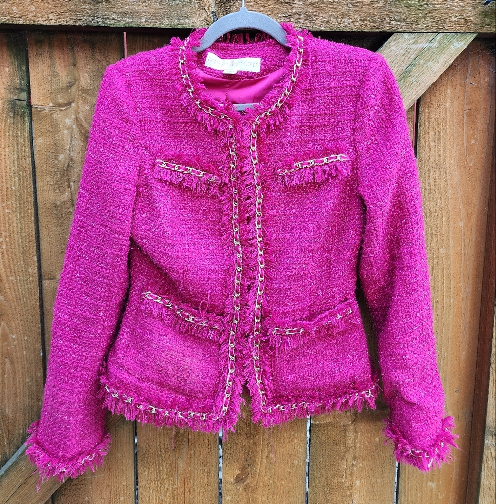 Boston Proper Fuchsia Tweed Blazer